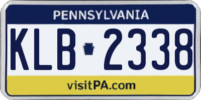 PA license plate KLB2338