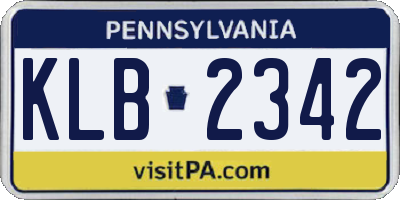 PA license plate KLB2342