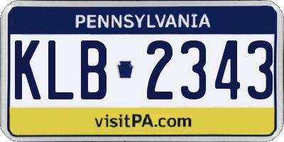PA license plate KLB2343