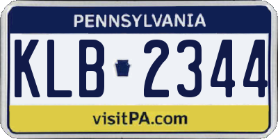 PA license plate KLB2344