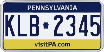 PA license plate KLB2345