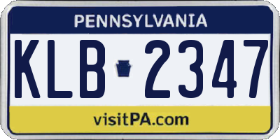 PA license plate KLB2347