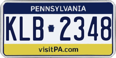 PA license plate KLB2348
