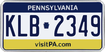 PA license plate KLB2349