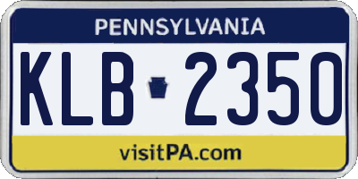 PA license plate KLB2350
