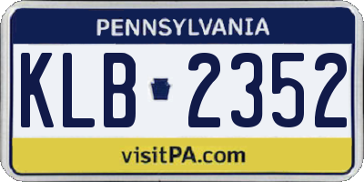 PA license plate KLB2352