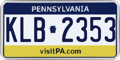 PA license plate KLB2353