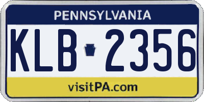 PA license plate KLB2356