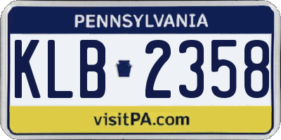 PA license plate KLB2358