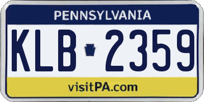 PA license plate KLB2359