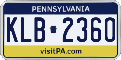 PA license plate KLB2360