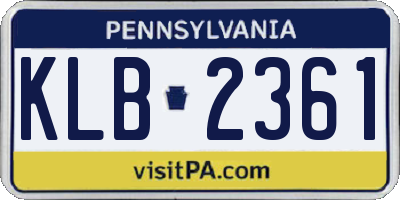 PA license plate KLB2361