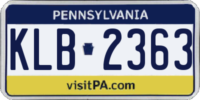 PA license plate KLB2363