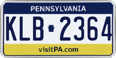PA license plate KLB2364