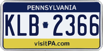 PA license plate KLB2366
