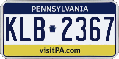 PA license plate KLB2367