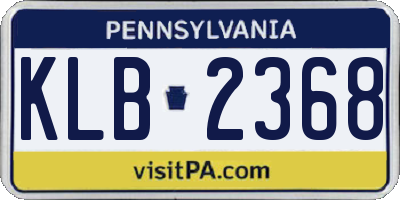 PA license plate KLB2368