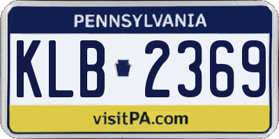 PA license plate KLB2369
