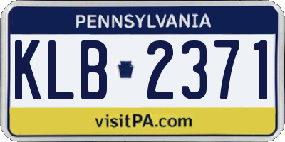 PA license plate KLB2371