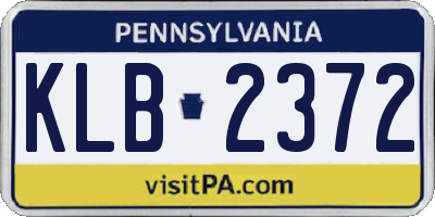 PA license plate KLB2372