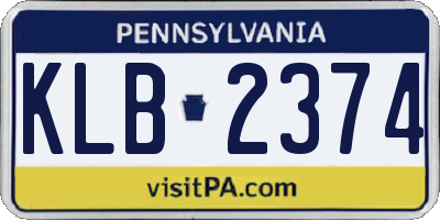 PA license plate KLB2374