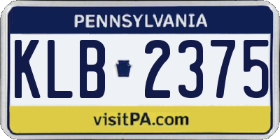 PA license plate KLB2375
