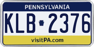 PA license plate KLB2376