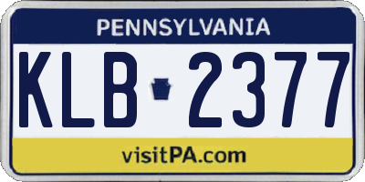 PA license plate KLB2377