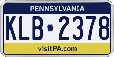 PA license plate KLB2378