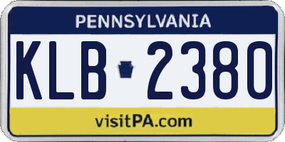 PA license plate KLB2380