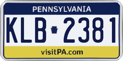 PA license plate KLB2381