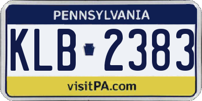 PA license plate KLB2383