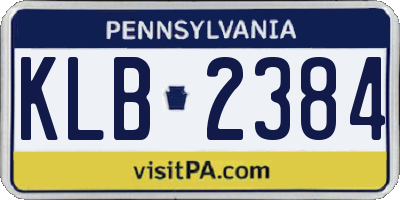 PA license plate KLB2384