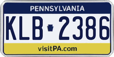 PA license plate KLB2386