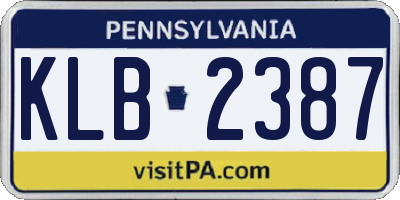 PA license plate KLB2387
