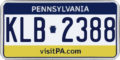 PA license plate KLB2388