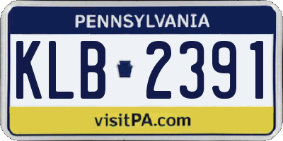 PA license plate KLB2391