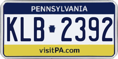 PA license plate KLB2392