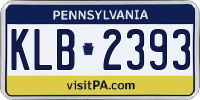 PA license plate KLB2393