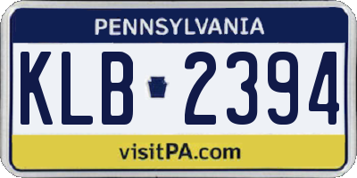 PA license plate KLB2394