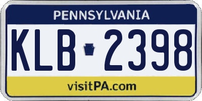 PA license plate KLB2398