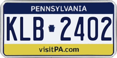 PA license plate KLB2402