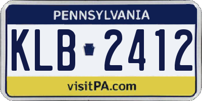 PA license plate KLB2412