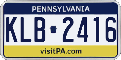 PA license plate KLB2416