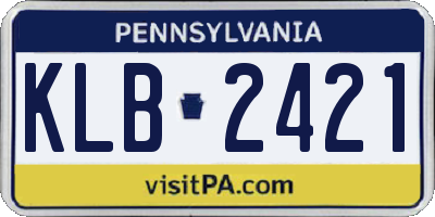 PA license plate KLB2421