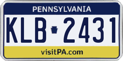 PA license plate KLB2431