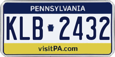 PA license plate KLB2432