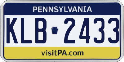 PA license plate KLB2433