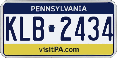 PA license plate KLB2434