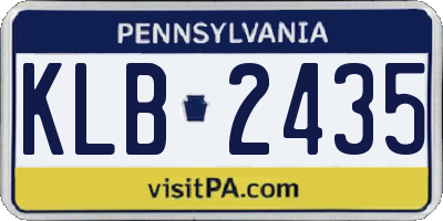 PA license plate KLB2435
